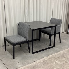 KL-15【新入荷　リサイクル品】ニトリ　セーラル85テーブル/NコレクションC-50P肘付き・肘無し　セラミックダイニング3点セット　グレーの画像