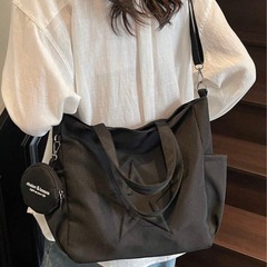 星柄ミニポーチ付き2way トートバッグ ブラックの画像