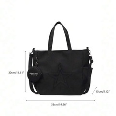 星柄ミニポーチ付き2way トートバッグ ブラックの画像