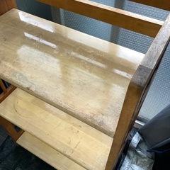 木製三段棚 折りたたみ シェルフ ラック　96cm x 60cm x 30cm  durable folding wooden rack shelf 3 tierの画像