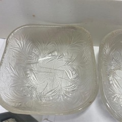 葉模様のガラス食器セット そうめんセット　皿　槇　佐々木ガラス　昭和レトロの画像