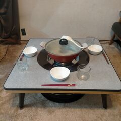 石油ストーブ　火鉢型コンロ　テーブル＆天板セットの画像