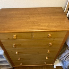 【12/21迄！】ハイチェスト5段／天板無垢材／ナチュラルの画像