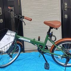 ✪新品未使用✪　折りたたみ自転車　20インチ　シマノ変速６段　前カゴ　ワイヤー錠　LEDライト　説明書付き♪　コスパ最高！　メッチャお買い得！の画像