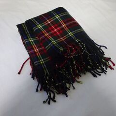 ( E-136 )マフラー スヌード ２つセット the Autumn SMOOTHY グレー オリーブグリーン チェック柄 フリンジ 中古の画像