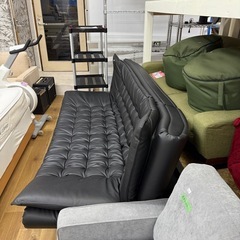 ソファベット　３人掛け　合皮タイプ　ブラックの画像