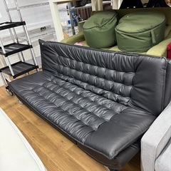 ソファベット　３人掛け　合皮タイプ　ブラックの画像