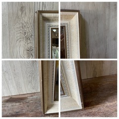 ②全身鏡 アンティークミラー 姿見 アンティーク調 スタンド付き ゴールドの画像