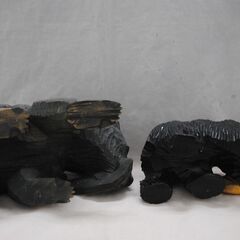[1818] 熊 木彫り 2個 大小サイズセット 22cm 15cm くま 置物の画像