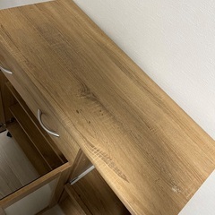キッチンカウンター ナチュラル 木製 90cm　食器棚の画像