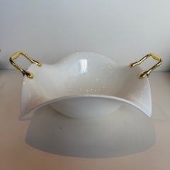 未使用　白色陶器皿 金色ハンドル付き　食器　セット　まとめ売り　飲食店　業務用　カフェ　喫茶店　アンティーク　レトロ　韓国インテリア　おしゃれ　ゴールド　トレイ　トレー　フランフラン　の画像