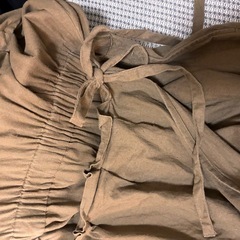 ブラウン半袖ワンピース巻きスカート風3Lの画像