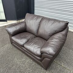 店頭引き渡し 中古 レザーソファ２人掛け ブラウン 家具の画像
