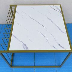  M353  ネストテーブル リビングテーブル2個セット 大理石風デザインの画像