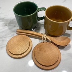 マグカップ＆コースター 木製スプーン付き
の画像