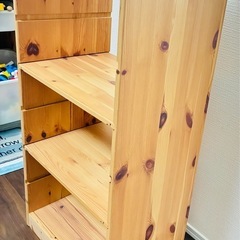 IKEA トロファスト 木製フレーム＋棚板3枚＋ボックス4点付き(中古美品)の画像