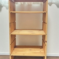 IKEA トロファスト 木製フレーム＋棚板3枚＋ボックス4点付き(中古美品)の画像