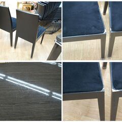 ② 4人掛けダイニングセット 幅160×奥85×高73cm ブラック系 木目調 エナメル塗装 大型ダイニング 札幌市 清田区 平岡の画像