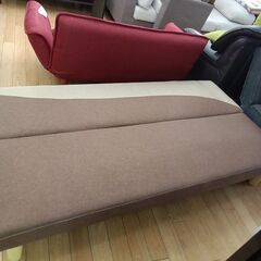 ★ジモティ割あり★  ソファベッド ブラウン H67×D75～87×W170 クリーニング済み TK7763の画像