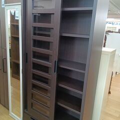 ★ジモティ割あり★ ニトリ 扉付き本棚 ダークブラウン H183×D35×W90 クリーニング済み TK7768の画像