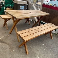 ガーデニングテーブルセット／テーブル①ベンチ②の画像