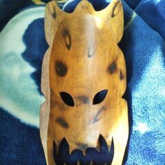 31cm 木彫り お面の画像