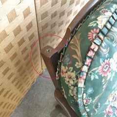 ①シングルソファ 飛騨産業 キツツキ 穂高 布製 花柄 1人掛け 1P リビングチェア 右左肘付き ソファ 応接  札幌 北20条店の画像