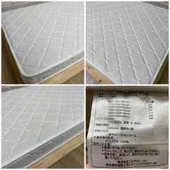 【セット】パイン材 ベッドフレーム ＋ マットレス / シングルサイズの画像