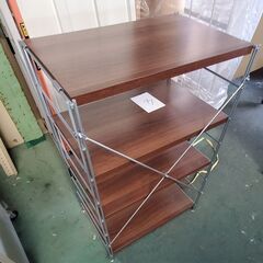 棚　スチールユニットシェルフ　中古品　木製棚板４段　④ 　引き取りまたは近隣配送可（実費）の画像