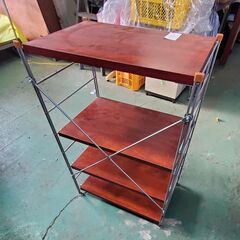 棚　スチールユニットシェルフ　中古品　木製棚板４段　⑥ 　引き取りまたは近隣配送可（実費）の画像