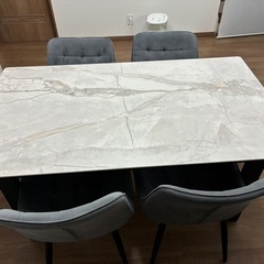 大理石調　セラミック天板ダイニング　5点セットの画像