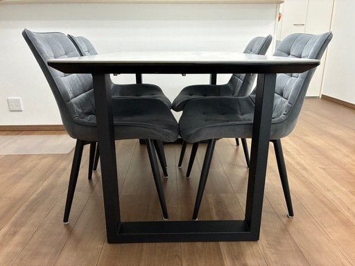 大理石調　セラミック天板ダイニング　5点セット