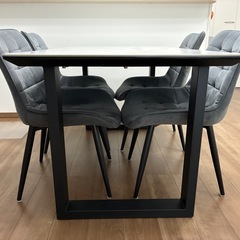 大理石調　セラミック天板ダイニング　5点セットの画像