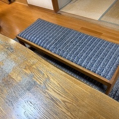 【高級】大丸百貨店の一枚板ダイニングテーブルとベンチと椅子のフルセットの画像