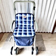 ★新品★シルバーカー★SHIMA★楽天市場で買いました。★色：ちぇくブルー★BOX無し★手渡しのみ★の画像