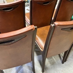 ヴィンテージチェア　レトロ 洋風チェア 6脚まとめて　本革 木製の画像