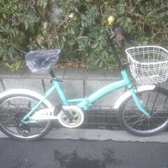 整備済み中古自転車　20インチ　税別￥8.980-　折り畳み自転車　外装６段　ブルーグリーン1220の画像
