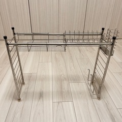 水切りキッチンラック　伸縮可能　ニトリ　付属品付きの画像