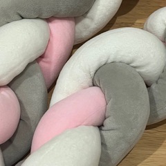 ベッドガード 三つ編み ピンク グレー ホワイトの画像