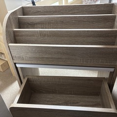 スマート・アイ(smart-i) 本棚 【 絵本 ラック 3点セット】 子供用 収納 ミニデスク付き スリム runit (ヴィンテージオーク／ホワイト)の画像