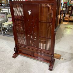 karimoku｜カリモク家具｜総花梨｜透かし彫り｜和風衝立の画像