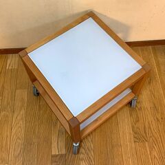 【希少】無印良品 MUJI ヴィンテージ ローテーブル キャスター付 ガラス天板の画像