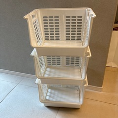 収納　カゴ　バスケット　３段　ホワイトの画像