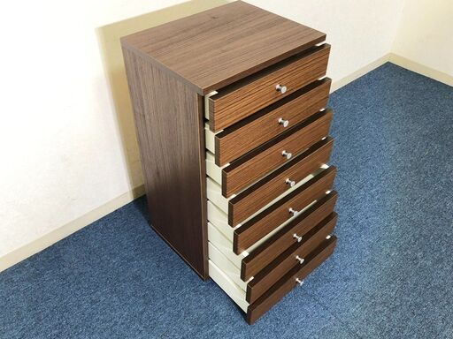 モダン風スリムチェスト 引出し8段 木目調ブラウン美品 収納家具 多目的チェスト モダン風スリムチェスト 引出し8段 木目調ブラウン美品 収納家具