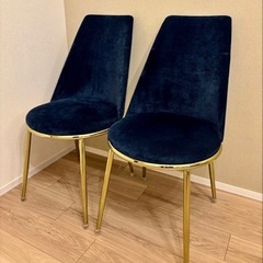 【美品】Francfrancフェリシテ チェア ダイニングチェア　ネイビー　2脚の画像