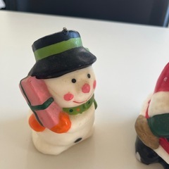 サンダルと雪だるまのローソクの画像
