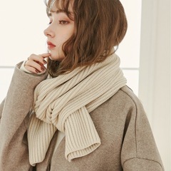 ANGIE リブニットマフラー ベージュ 手編み風 ニットマフラーの画像