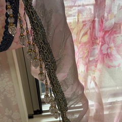 【花柄×アンティーク調ビーズ】レースカーテン 4枚セット｜上品デザインの画像