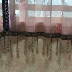 【花柄×アンティーク調ビーズ】レースカーテン 4枚セット｜上品デザインの画像