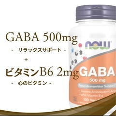 NOW（ナウ）GABA（ギャバ） 500mg＋B6／100ベジカプセル眠り サプリメント アメリカサプリ サプマート SupmartUSA 071-00087 脳に本来存在するリラックス成分！の画像